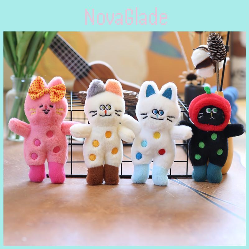 Entzückende Niedliche Cartoon Gepunktete Katze Plüschtier Schlüsselanhänger Taschenanhänger 15cm Weiche Stoffpuppe