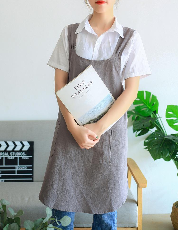 Küchenschürze für Damen im koreanischen Stil, Retro, pastoral, mit Doppelträgern