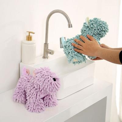 Chenille Hand Towel Cartoon Puppy Shape Soft Microfiber Towel High Water Absorption Bathroom Hand Towel