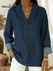 2026 Casual Loose Nine-Sleeve Retro Polo Collar Imitation Denim Shirt