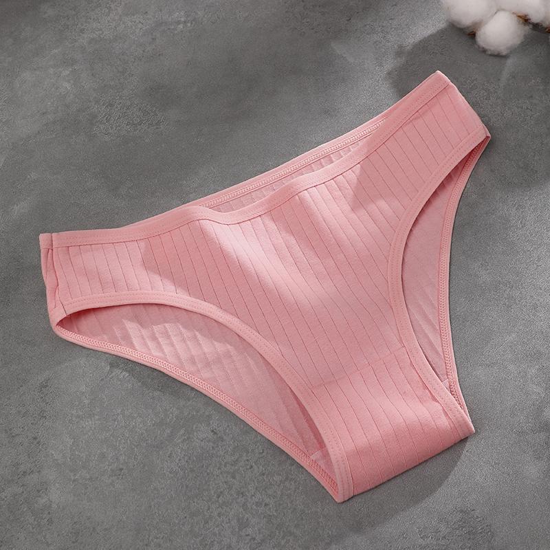 Damskie Bezszwowe Bawełniane Majtki w Paski Seksowne Niskiej Talii Jednokolorowe Majtki Miękkie Oddychające Majtki Wygodna Bielizna