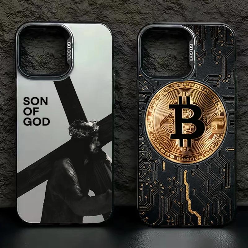 Luxury Bitcoin  Phone Case For  Mi 14T 14 3 12T 13T Pro 11 Lite 5G NE POCO M6 F6 F5 X6 M6 Electroplate Silver IMD Cover