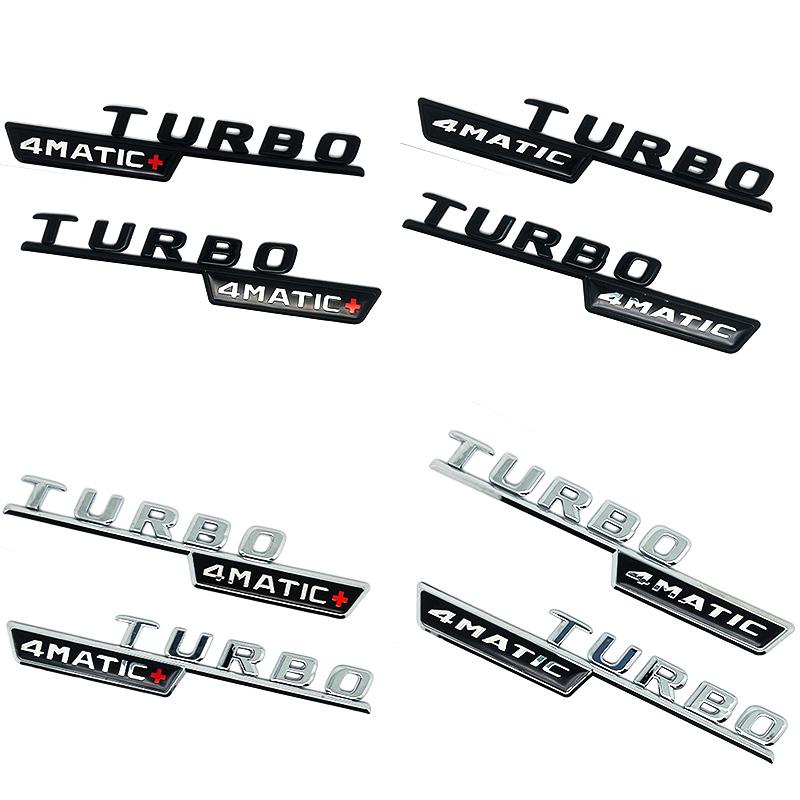 2 szt. Litery Samochodowe Naklejka Emblemat Błotnik Wykończenie Turbo 4matic Plus Dla Mercedes AMG A45 CLA45 C117 GLA45 GLE53 X247 Akcesoria