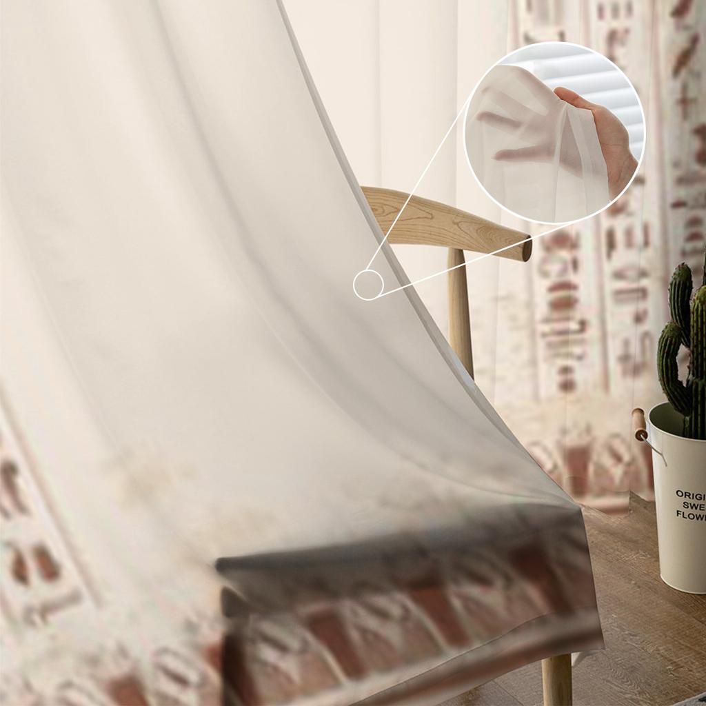 Ornamenti Egizi Geroglifici Tende Trasparenti per Soggiorno Tenda Finestra in Tulle Trasparente Arredamento Camera da Letto Cucina Tende a Velo
