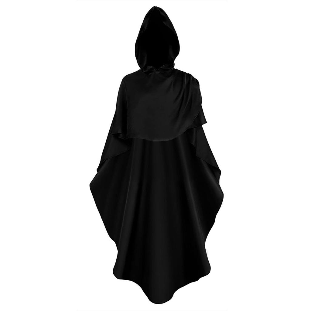 New Medieval Cloak Cosplay Unisex Black Hooded Knight Shawl Punk Wizard Goth Vampire Death Halloween Dress Accessories 2025