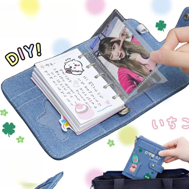 Fotoalbum im amerikanischen Stil mit Stickerei aus Denim, Mini-Fotoalbum M5, 3 Zoll, Kpop-Fotokarten-Sammelalbum, Kartenordner, Neu 2025