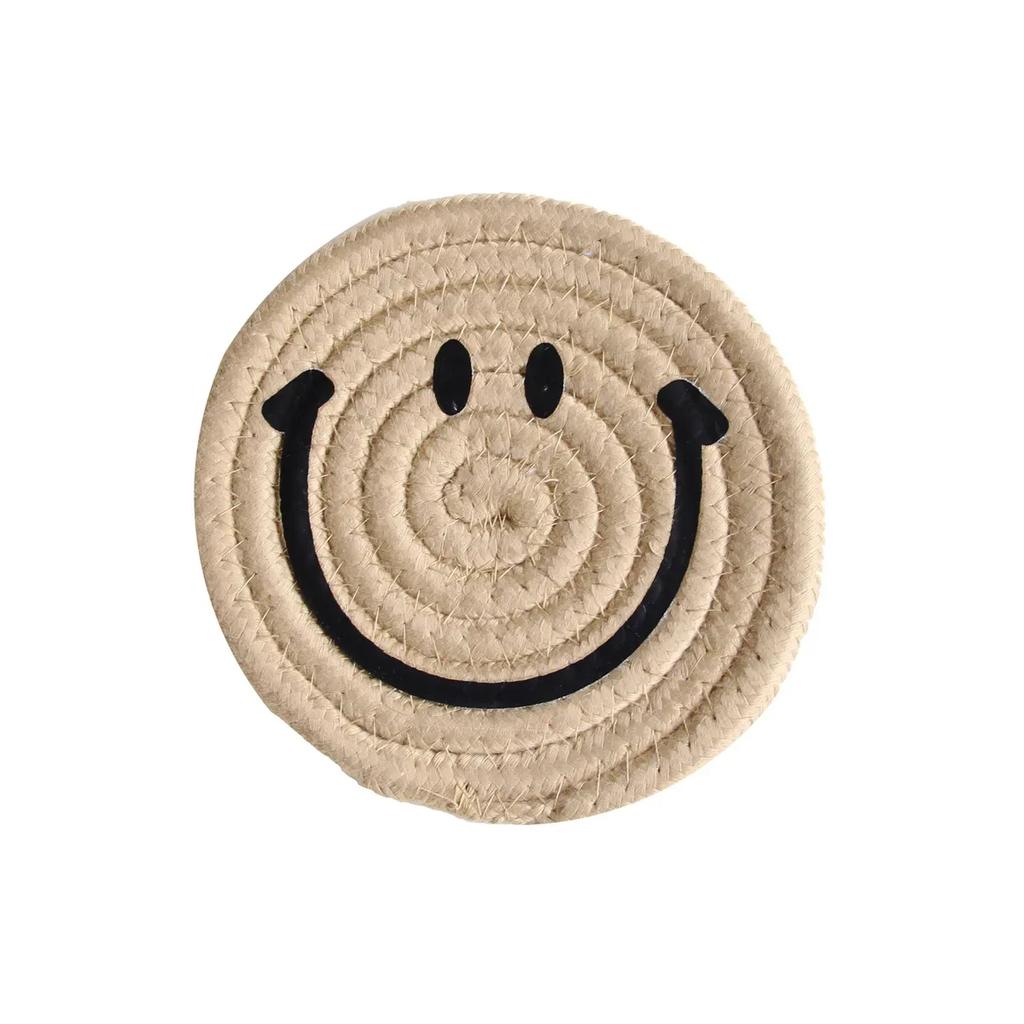 Smile Face Cup Coaster Coffee Drinks Table Mat Protective Placemat Cup Holder Heat Insulation Pad Kitchen Accessories Home Decor