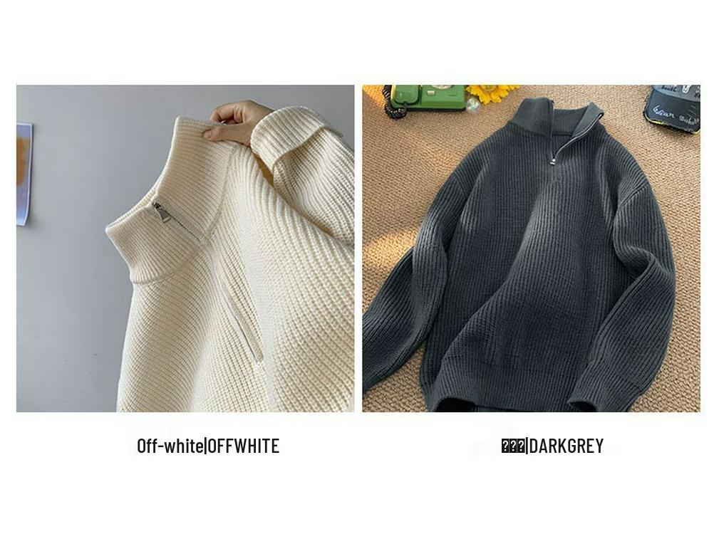 Men's Autumn Cityboy High-Neck Half-Zip Pullover - Japanese Lazy Style Versatile Knitwear