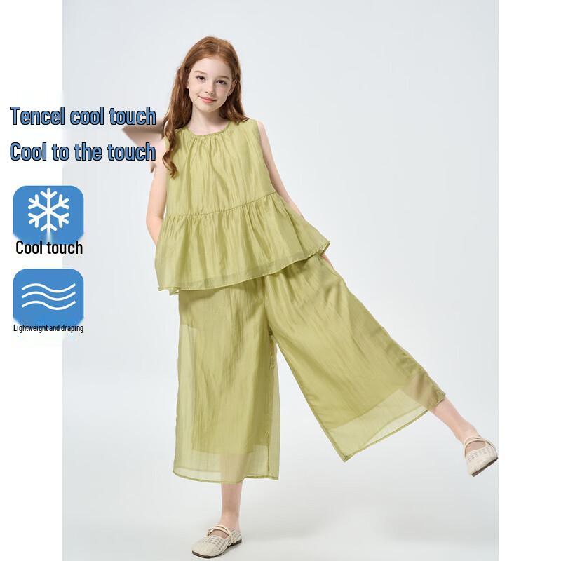 Monteau Girls  Relaxed Tencel Sleeveless Top & Wide-Leg Pants Set 130