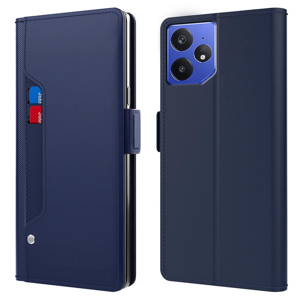 

For Realme Neo7 5G Case Stand PU Leather Phone Cover Card Holder Mirror Blue