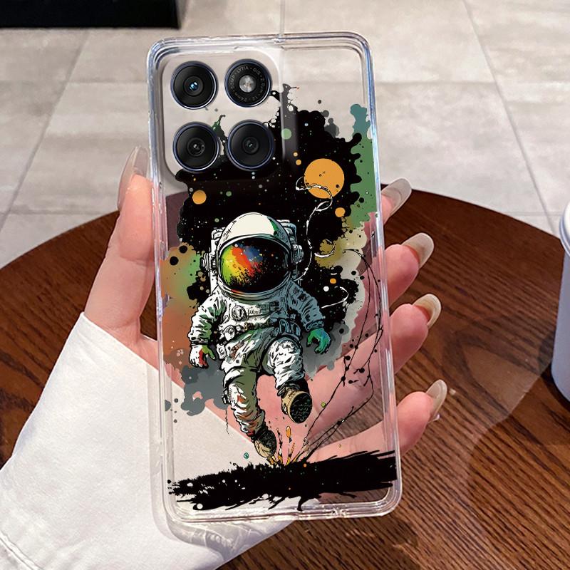 Casing For Motorola Edge 60 Fusion Pro 60s Aesthetic Fashion Cute Cat Astronaut Soft Silicone Back Cover Transparent Phone Case