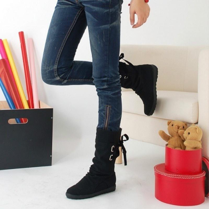 Buy Autumn and Winter Leather Boots Flat Heel Women BootsCasual Fashion