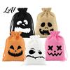Halloween Candy Bags 5Pcs with Drawstring Funny Ghost Pumpkin Print Gift Pouches Mini for Party Favors And Trick or Treat Sacks Decorative Packaging