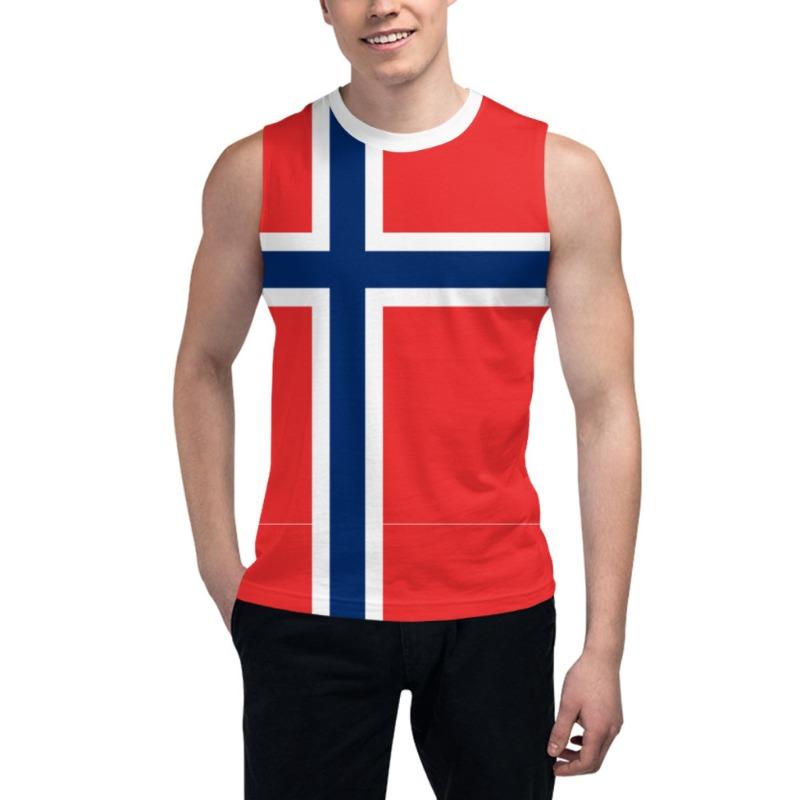 Sleeveless T-shirt Norway Flag 3D Men's Boys Tshirt Gyms Tank Tops Fitness Joggers Basketball Training Vest