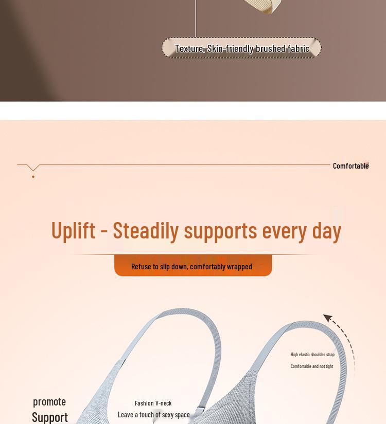 Women's Seamless Wire-Free Bra with Side Support & Anti-Sagging Design