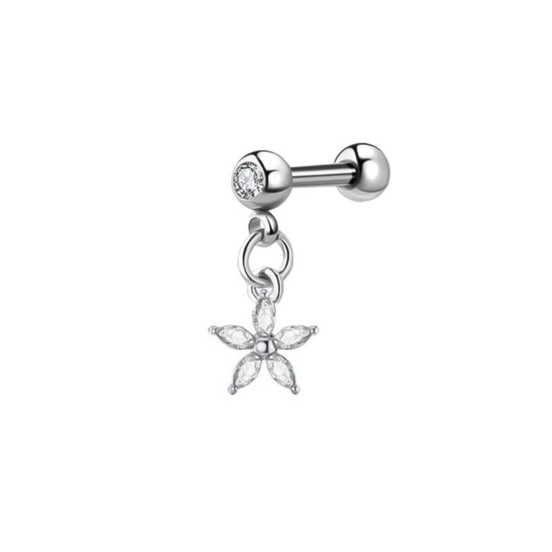 Edelstahl Zirkonia Hantel Knorpelohrringe mit Teufelsteckern, Auf Lager