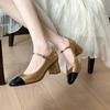 Su Yinyin Has the Same French Round Head Versatile Color Matching Thick Heel Mary Jane Shoes Temperament Fairy Style Commuting Thick Heel Single Shoes