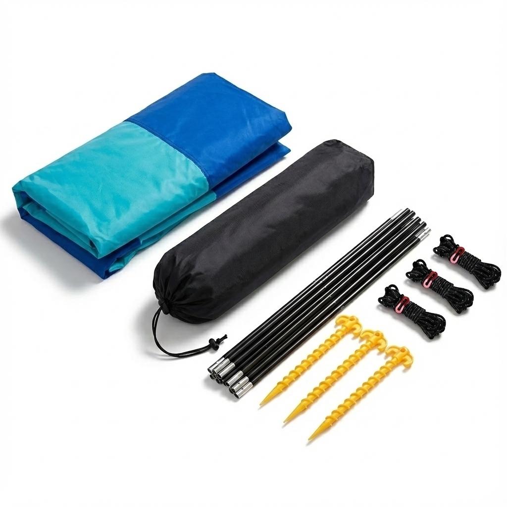 

Wind-Resistant Beach Shade Tent 150 sq ft oversized canopy with sand anchors 4 lb ultralightweight UPF 50+ sun protection tent 5X3M