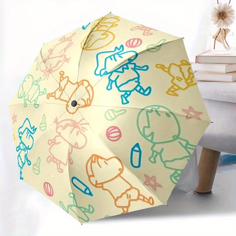1pc Crayon Shin-chan Characters Automatic Open/close Folding Portable Umbrella with 8-Rib Structure for Women/Men, All-Season Use  a0901008