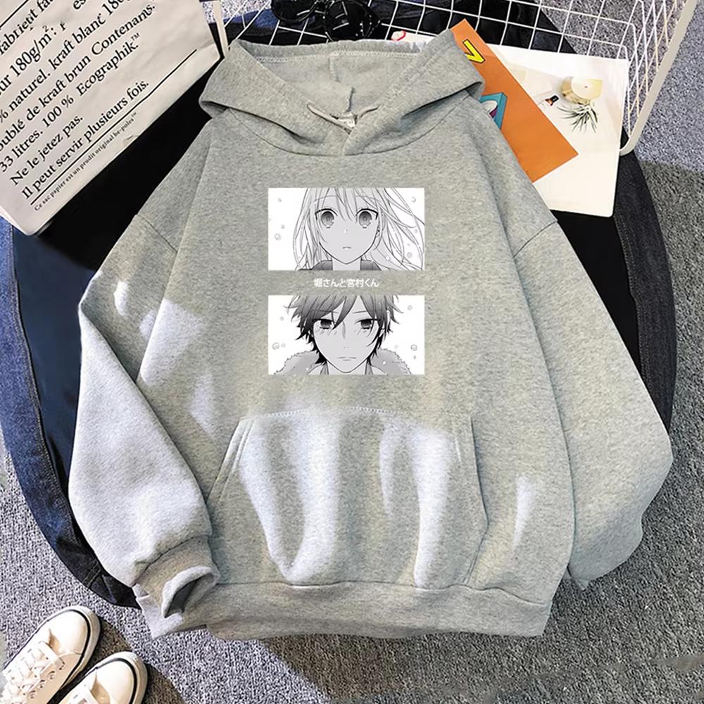 Harajuku Anime Horimiya Miyamura Izumi and Hori Kyouko Graphic Print Hooded Men Women Aesthetic Hoodies Sweatshirt Male Pullover