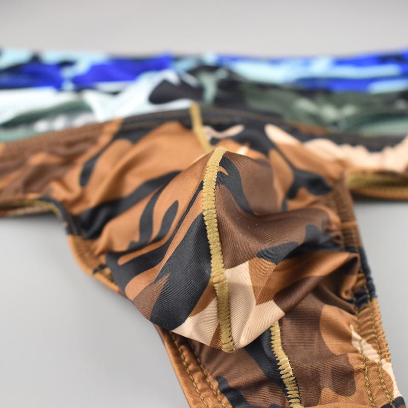 1 ks Pánské spodní prádlo Polyesterové vlákno Sexy G-string T-back Bikiny S nízkým pasem Maskáčová kapsička Tanga