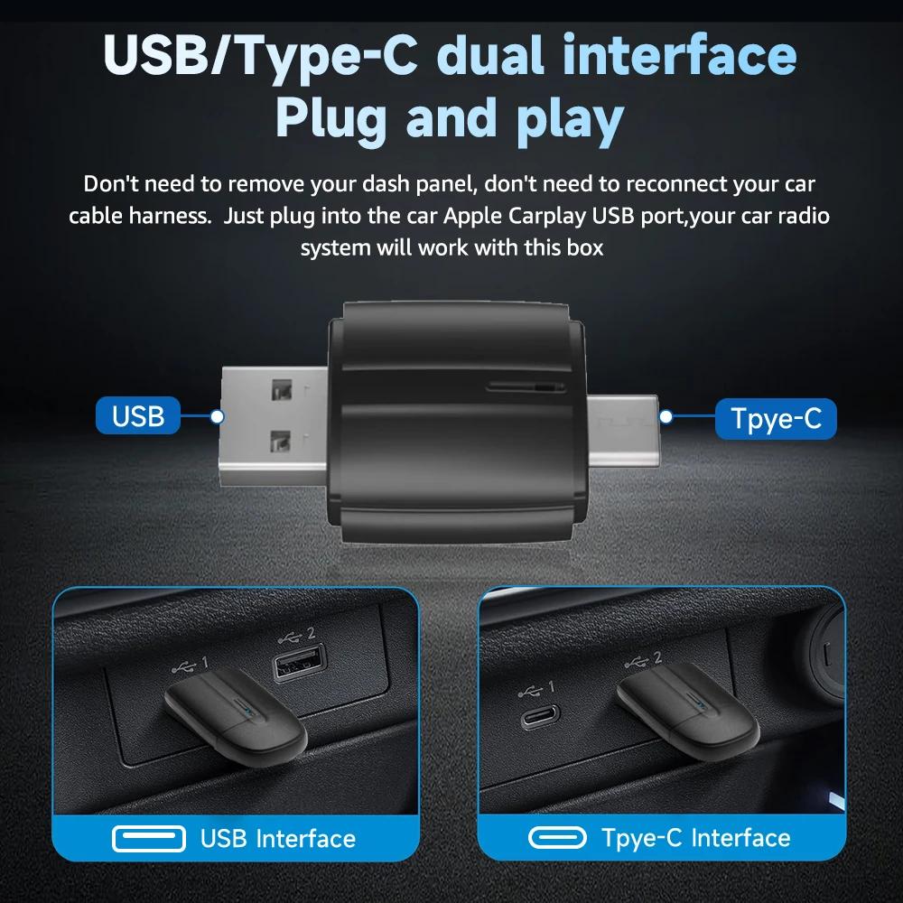 Kebidumei NEW 2 in1 Wireless Carplay Android Auto Wireless Adapter Smart Mini AI Box Plug And Play Dongle WiFi Fast Connect