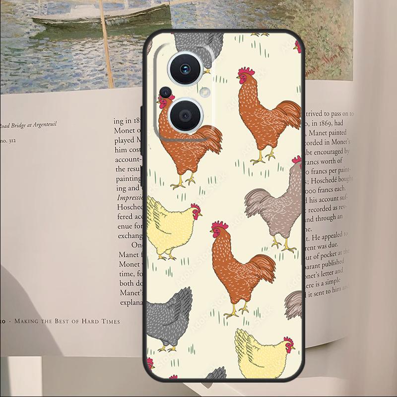 Chicken Pattern Cover For OPPO Reno 7 8 Lite 11F 12F 13F 14F 10 11 12 13 14 Pro OPPO Find X6 X8 X9 Pro Case