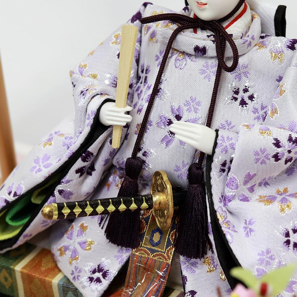 Hina Doll Hina Doll Prince Case Decoration Hexagonal Case Decoration White Painted Panoramic Glass Case Cherry Blossom Back with LED Width 56 X Depth