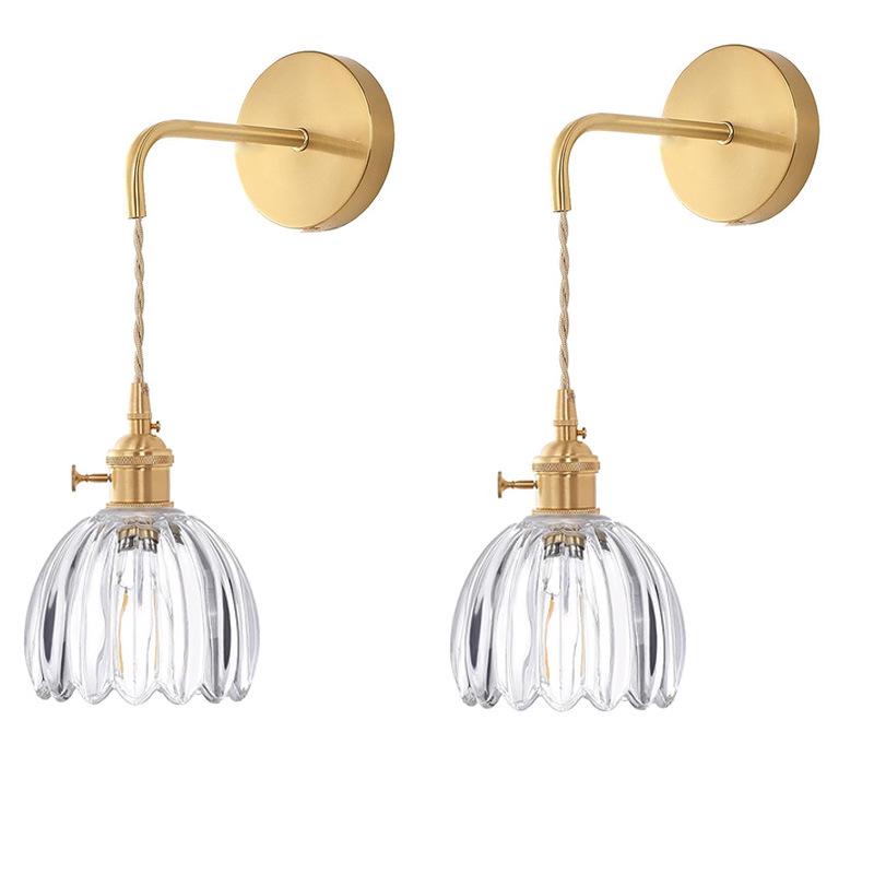 Wireless USB Charging Remote Chandelier with Retro Glass Flowers for Bedroom or Dining Room - Nordic Style