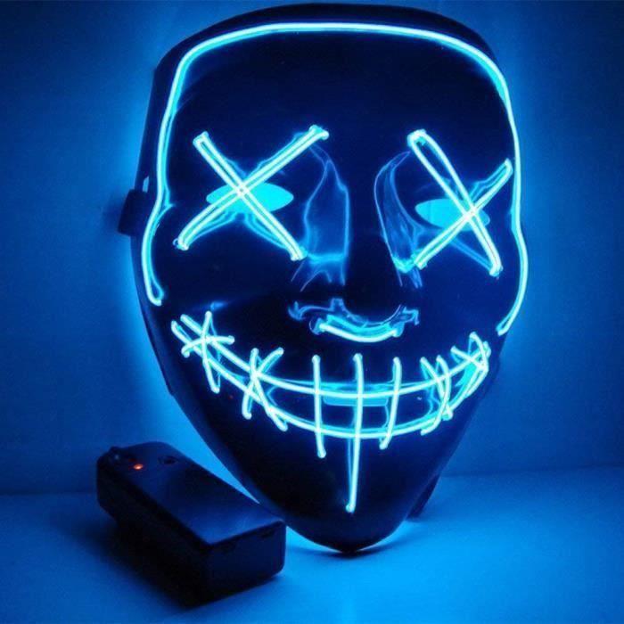 Masque d'Halloween LED Light up KING - Bleu - Pour Festival Cosplay Costume d'Halloween