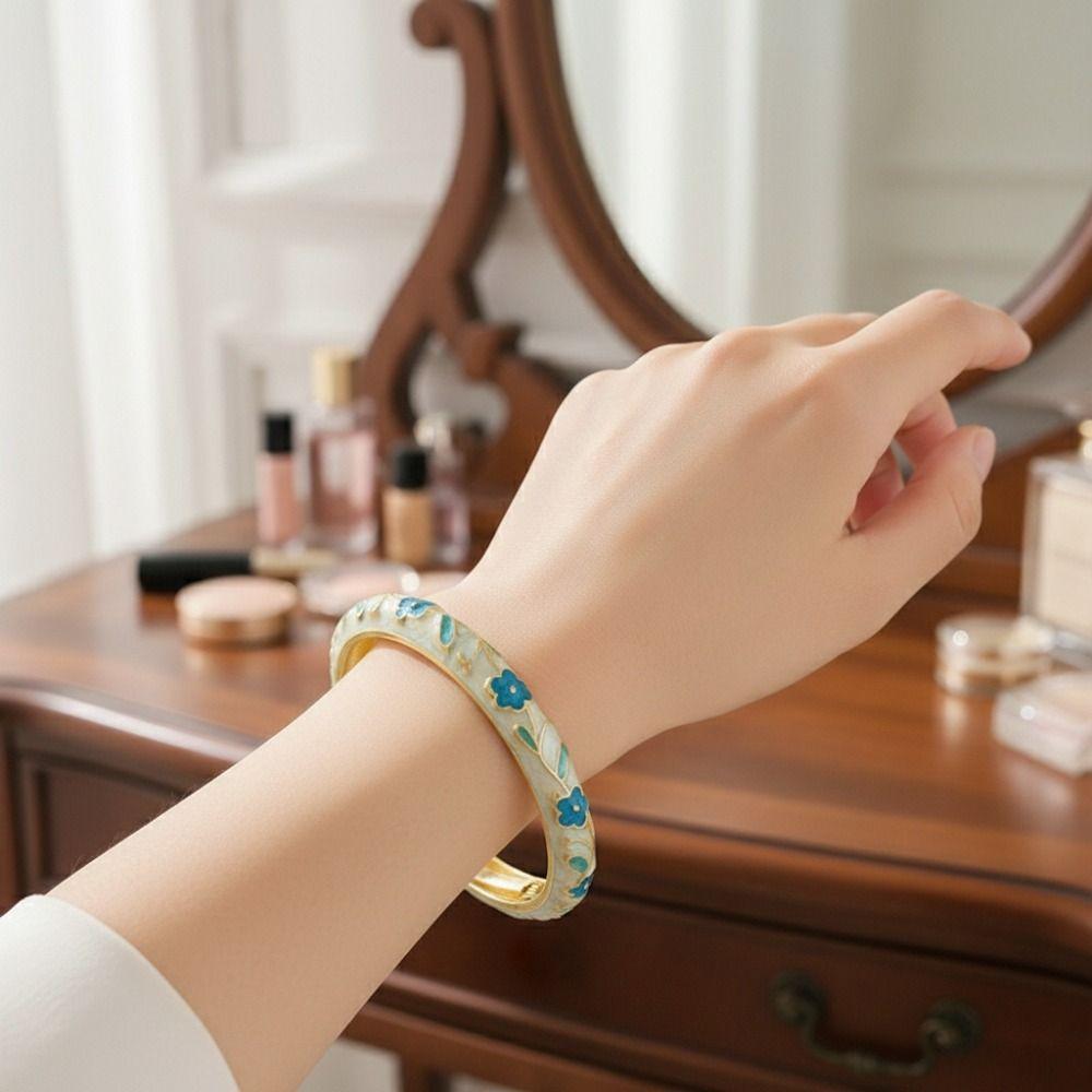 Zinc Zinc Zinc Alloy Cloisonne Bracelet Rustic Style Vintage Bracelet Light Luxury Women Bangle Cheongsam