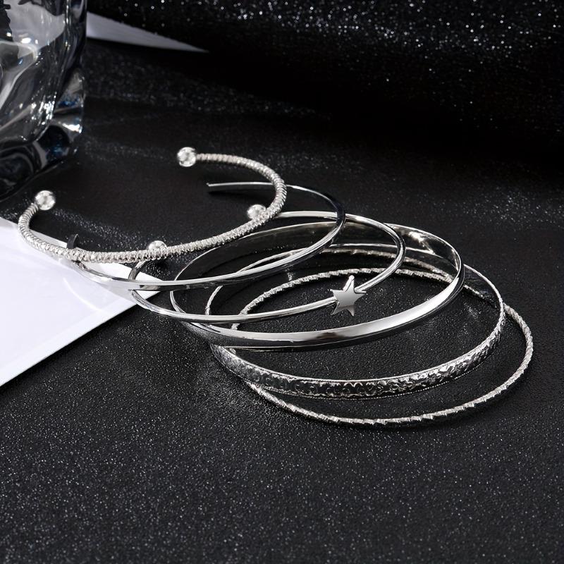 6pcs Star Open Bracelet Set, Stylish and Trendy Women's Bracelets