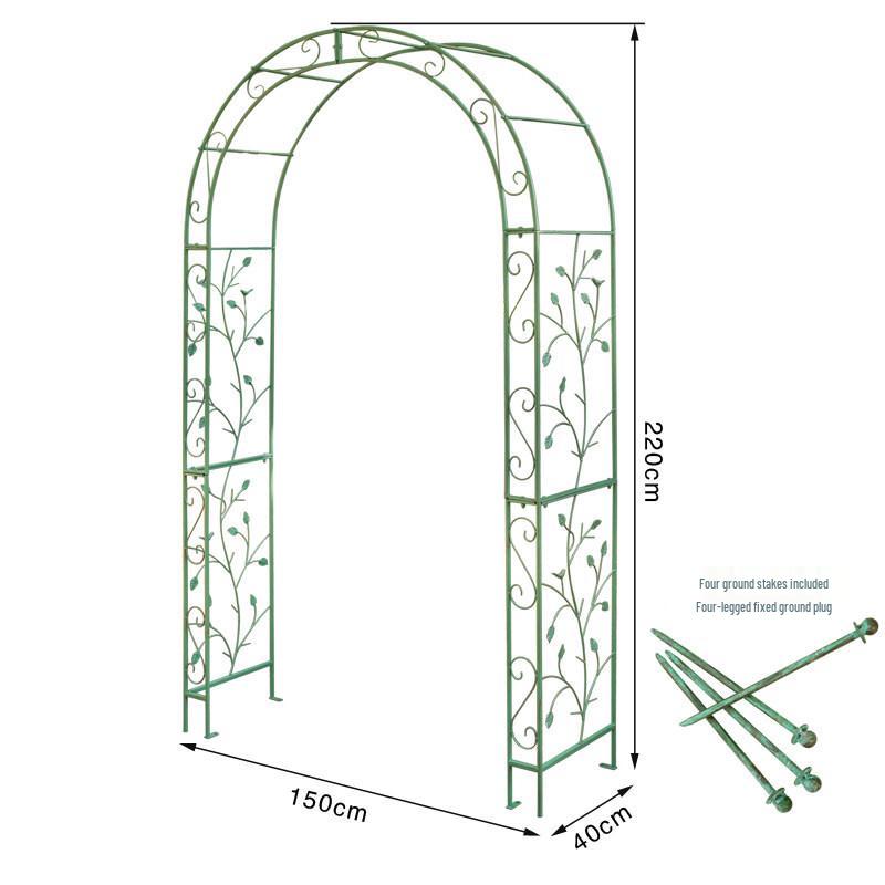 American Wrought Iron Garden Arch Flower Stand & Climbing Frame with Base Tray for Terrace and B&B Decor