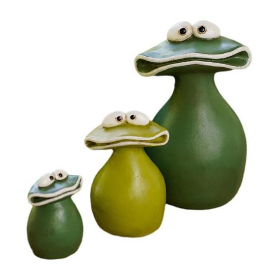 Big Mouth Frog Figurine Resin Frog Family Ornament Waterproof Cartoon Frog Garden Statue for Outdoor Indoor Decor