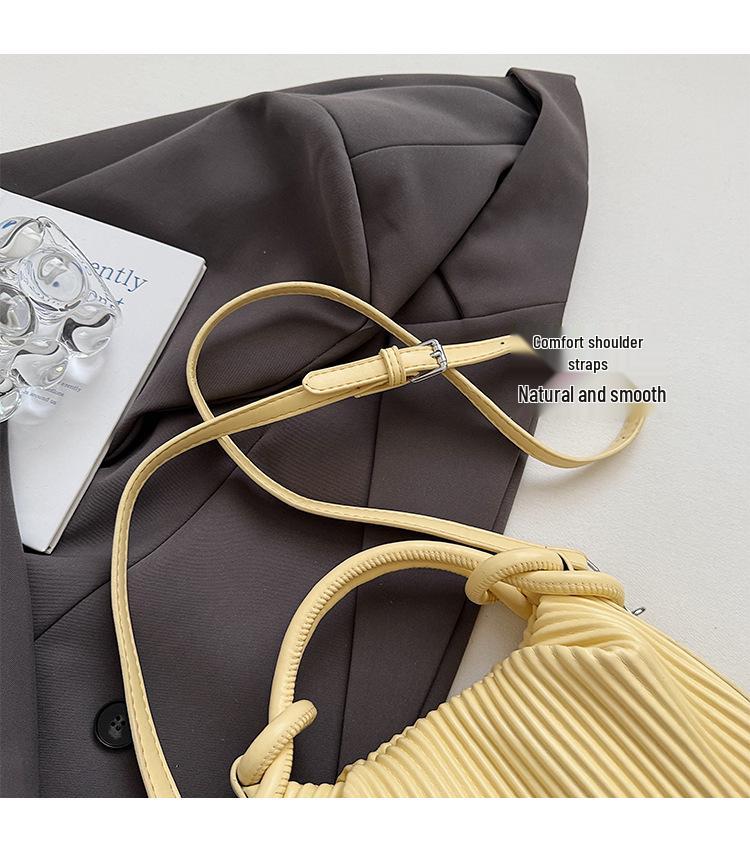 Versatile Striped Pleated Handbag - Women's 2025 Fashion Small Square Shoulder Bag