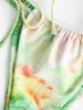 ZAFUL Tie Dye Auspicious Clouds Lettuce Trim String Bikini Swimwear
