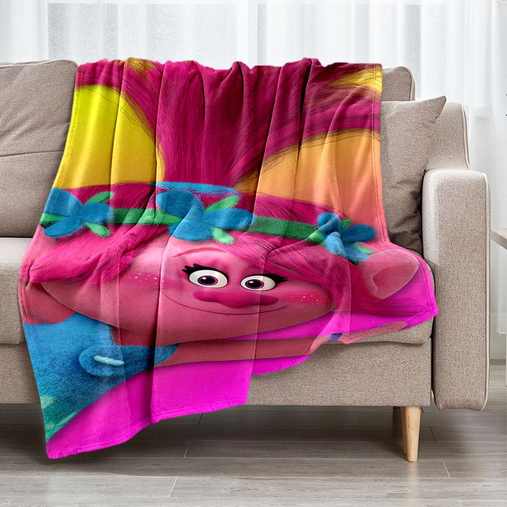 Trolls Theme Printed Blanket - Perfect for Couch, Bed, Travel & Outdoor Use | Machine Washable, Cozy & Durable.