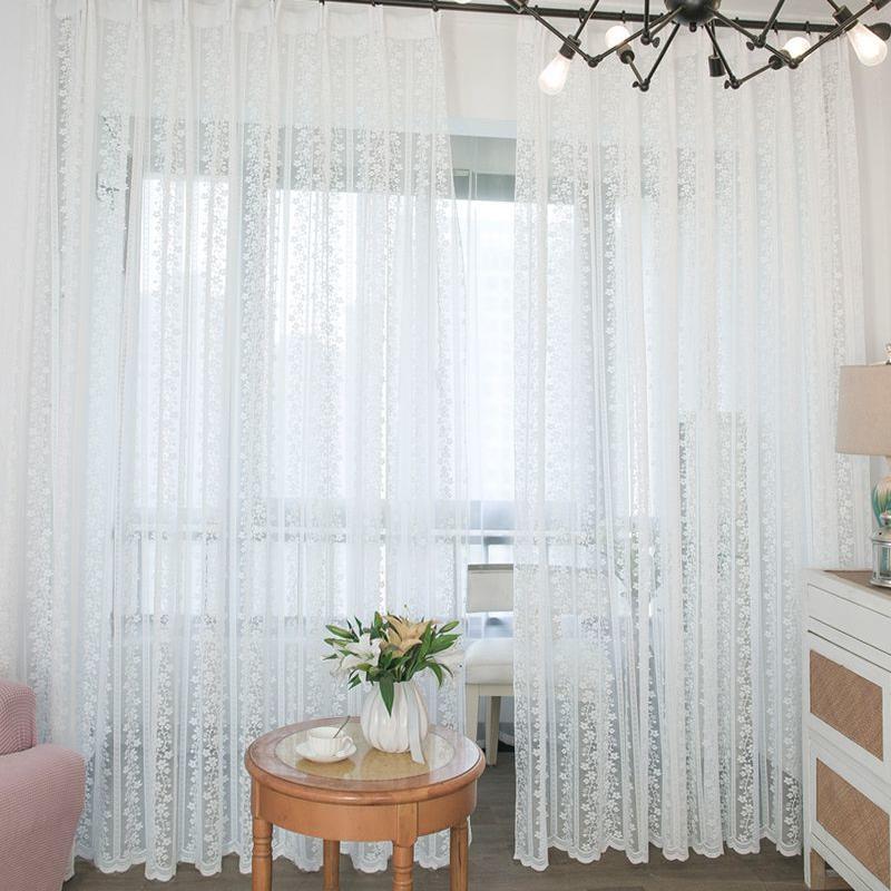 1 szt. Koronkowa zasłona w kwiaty, perforowana, okienna, przezroczysta, dekoracja domu