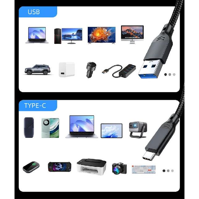 USB3.2 Typ A auf USB C Gen2 10Gbps Kabel Datenübertragung SSD Festplatte NVMe Kabel 3A 60W Schnellladung für iPhone 15 16 Samsung