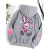 Casual women's hoodie cartoon pink rabbit cute printed pullover autumn clothing