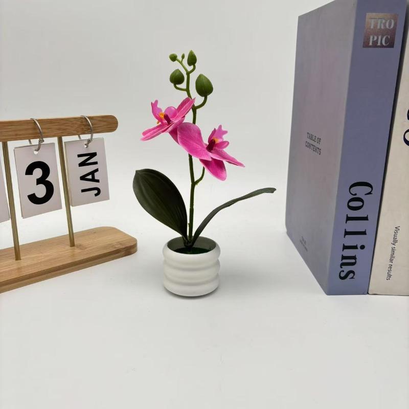 

Искусственные горшечные растения Фаленопсис для украшения дома, искусственные зеленые растения, бонсай и искусственные цветочные украшения purple