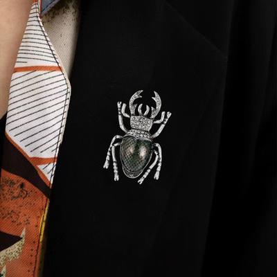 Broche Forma Escarabajo Incrustado Pedrería Pin Esmaltado Apariencia Vívida Solapa Abrigo Bolso