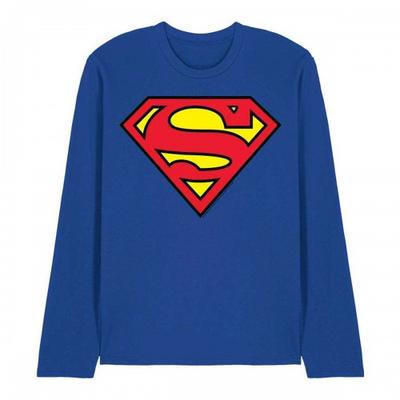 SUPERMAN Unisex Adult Logo Long-Sleeved T-Shirt