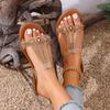 2026 Plus Size 43 Bohemian Style Flat Sandals for Women Summer New Fashionable Luxurious Rhinestone Casual Slippers