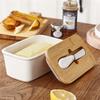Porcelain Butter Dish with Lid And Knife Ceramic Container for Butter Cheese