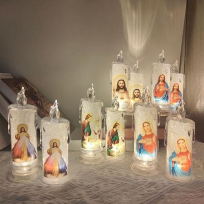 Jesus Catholic Christian Religious Ceremony Virgin Electronic Flameless LED Religious Candless Light Decoration
