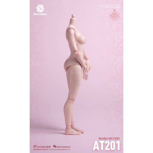 Tbmodel Worldbox 1/6 Scale Figure, Female, Articulated Body Set, Cosplay Action Figure, AT201, White Skin, No Head or Clothes, Includes Interchangeabl