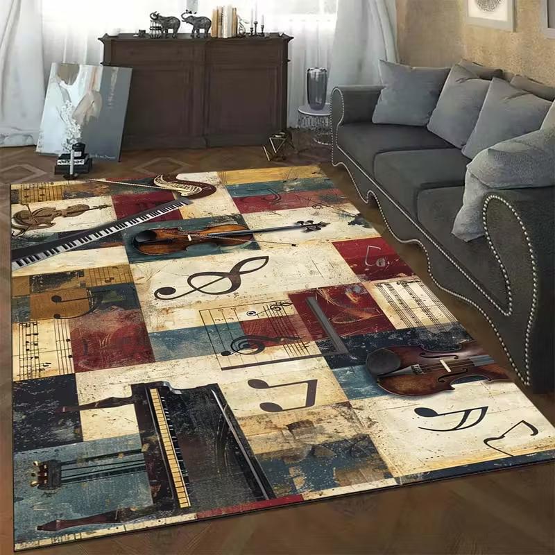 Charming Bookshelf Design Anti Slip Carpet Flowers and Bookshelf Pattern Bedroom Living Room Kitchen Office Floor Mat Decoration 40x60cm
