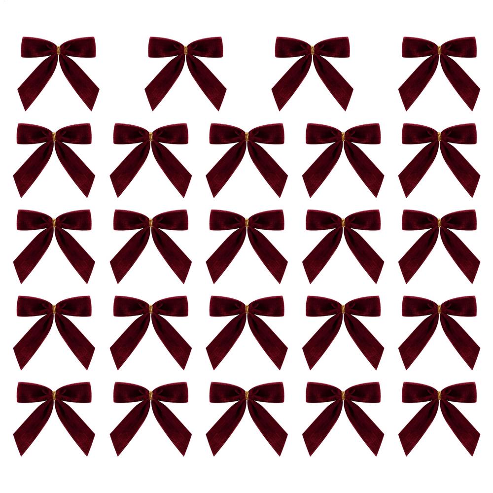 

Christmas Tree Velvet Bows 24 Pieces Vintage Ornaments Red Bows for Christmas Tree for Garlands Crafts Weddings Parties Candy 24pcs червоний