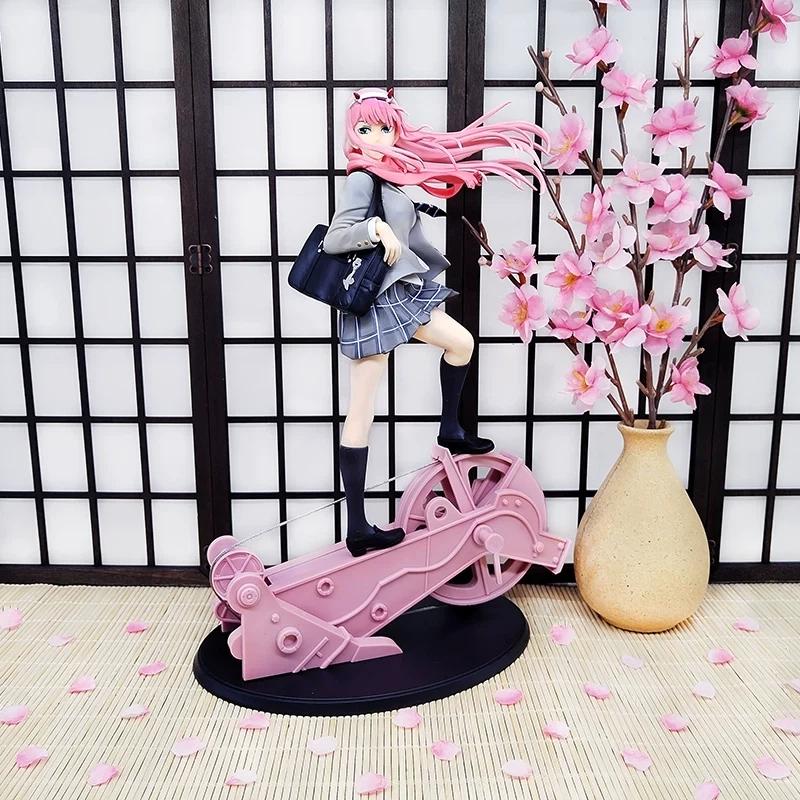 New Anime Darling In The Franxx Zero Two Code 002 Uniform Girls Anime Pvc Action Figures Toys 28Cm